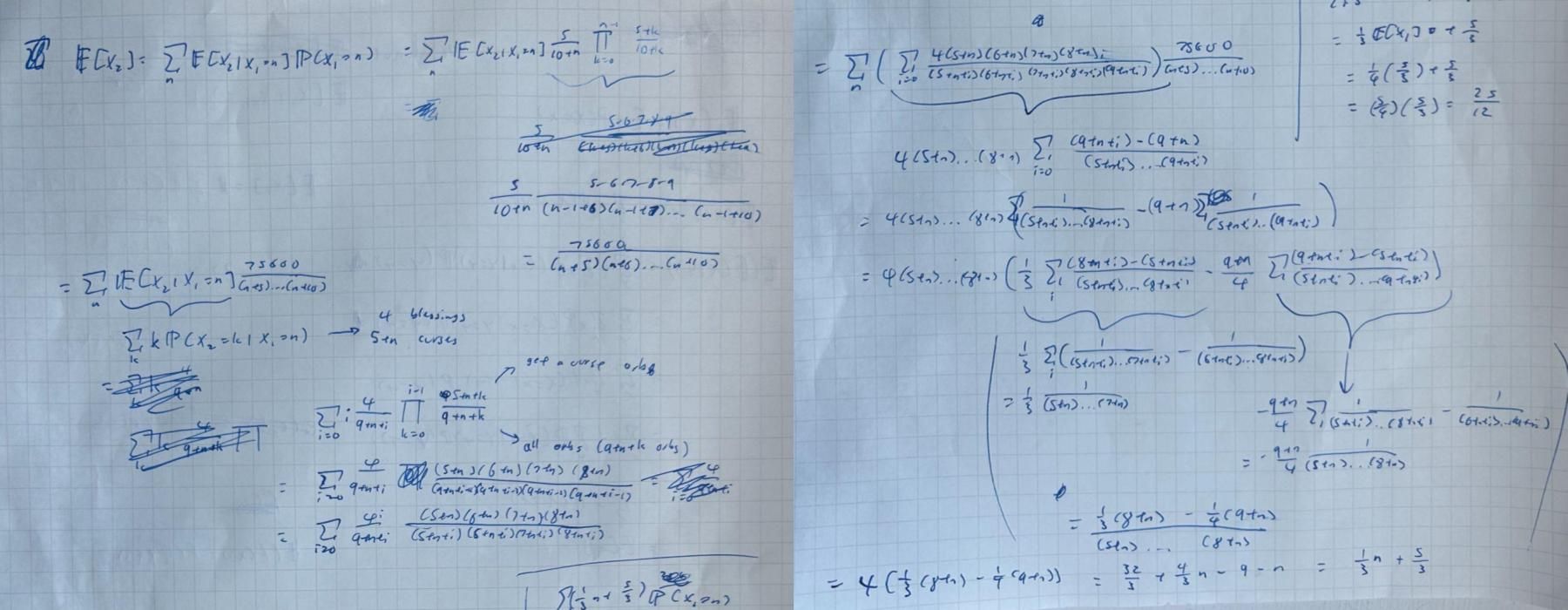 Picture of one entire sheet of calculations ending in 25/12